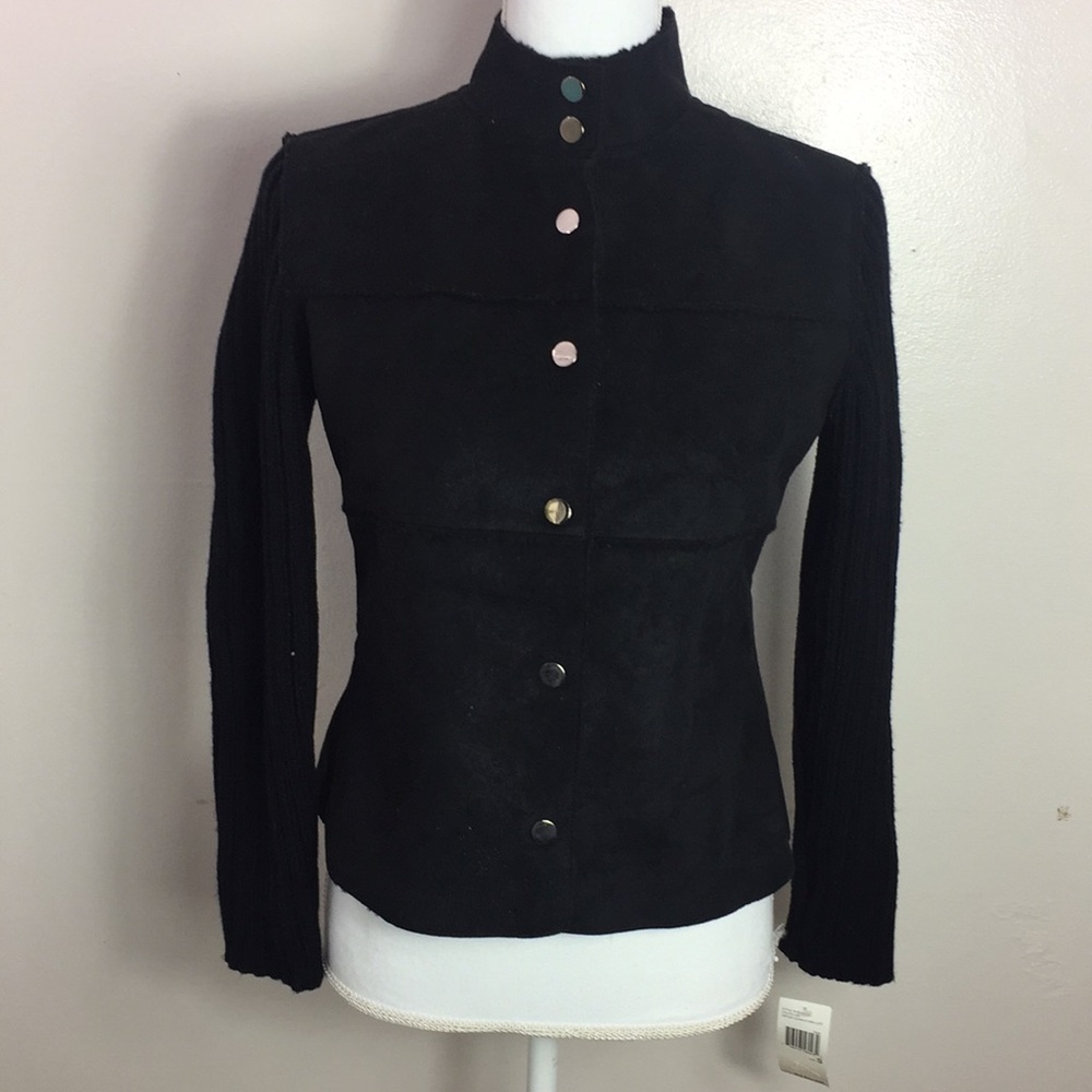 DKNY City Wool Inside Fur Black Jacket Coat